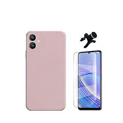 Kit de film en verre trempé de la couverture en 5D + boîtier en silicone liquide + porte-voiture renforcé Phonecare pour Samsung Galaxy A05 - rose