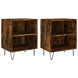 Maison Chic Lot de 2 Tables de chevet - Tables de Nuit chêne fumé 40x30x50 cm bois d'ingénierie