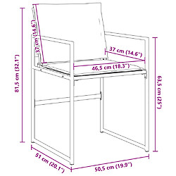 vidaXL Chaises de jardin et coussins lot de 4 noir acier et textilène pas cher