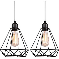 STOEX Lot de 2 Lampe Suspension Vintage E27 Lustre Plafonniers Style Rétro Suspe