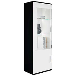 Dansmamaison Vitrine gauche 2 portes Noir/Blanc laqué à LEDS - REVE Vitrine gauche 2 portes Noir/Blanc laqué à LEDS - REVE - L 60 x l 47 x H 182 cm