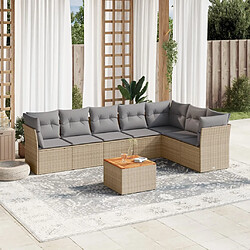 Maison Chic Salon de jardin avec coussins 8 pcs | Ensemble de Table et chaises | Mobilier d'Extérieur beige résine tressée -GKD64730