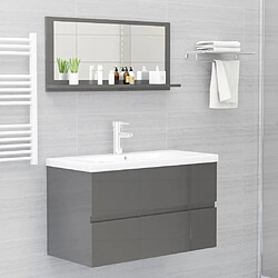 vidaXL Miroir salle de bain Gris brillant 80x10,5x37cm Bois ingénierie pas cher