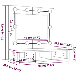 vidaXL Armoire à miroir avec LED Chêne fumé 60x31,5x62 cm pas cher