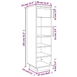 vidaXL Armoire à chaussures 30x34x105 cm bois de pin massif pas cher