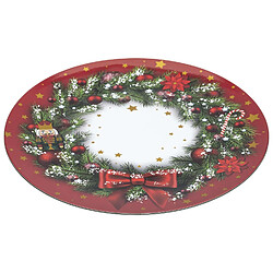 Atmosphera, Createur D'Interieur Lot de 12 dessous d'assiette Couronne de Noël D. 33 cm - Rouge