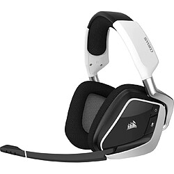 Chrono Casque de jeu sans fil Chronus VOID ELITE RGB (son surround 7.1, sans fil 2,4 GHz à faible latence, portée sans fil de 40 pieds, éclairage RGB personnalisable, aluminium durable avec PC, compatibilité PS4)(Blanc)