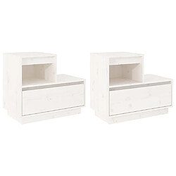 Maison Chic Lot de 2 Tables de chevet - Tables de Nuit Blanc 60x34x51 cm Bois de pin solide