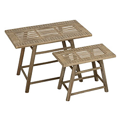 BigBuy Home Table d'appoint Naturel Bambou 60 x 32 x 41 cm 42 x 21,5 x 32 cm 2 Pièces (2 Unités)