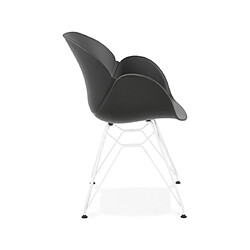 Avis Mes Lot de 2 fauteuils design noir piétement métal blanc - UMILA