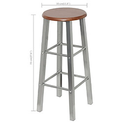 Acheter vidaXL Tabourets de bar lot de 4 argenté et marron MDF