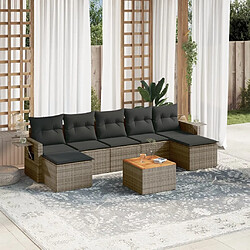 vidaXL Salon de jardin 8 pcs avec coussins gris résine tressée 