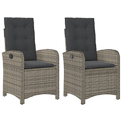 Maison Chic Lot de 2 Chaises inclinables de jardin et coussins | chaises Relax d'extérieur gris rotin -GKD49931