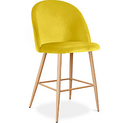 ICONIK INTERIOR Tabouret tapissé en velours - Design scandinave - 63cm - Evelyne Jaune