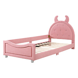 ComfortXL Lit Enfant Avec Cadre De Lit Rembourré En Tissu Peluche 90*200cm Rose