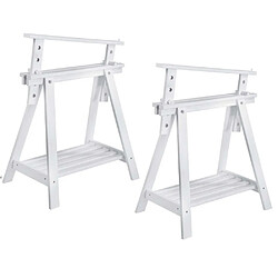 Astigarraga Tréteau architecte en bois peint (Lot de 2) blanc.