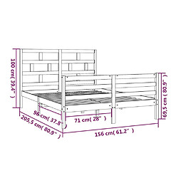 vidaXL Cadre de lit sans matelas blanc bois de pin massif pas cher