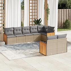 vidaXL Salon de jardin avec coussins 8 pcs beige résine tressée 