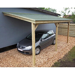 Gardenas Carport à adosser en bois 3x5 m Roof Avec gouttière.