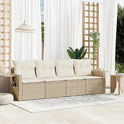 vidaXL Salon de jardin avec coussins 4 pcs beige résine tressée