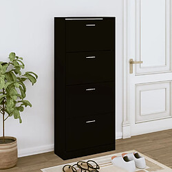 vidaXL Armoire à chaussures Noir 63x24x147 cm Bois d'ingénierie 