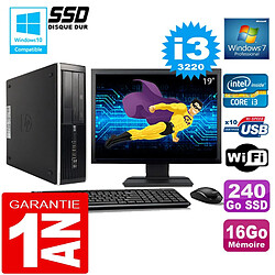 PC HP Compaq 8300 SFF Core I3-3220 Ram 16Go Disque 240 Go SSD Wifi W7 Ecran 19" - Occasion