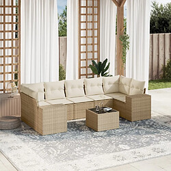 Maison Chic Salon de jardin avec coussins 8 pcs, Ensemble Tables et chaises de jardin, beige résine tressée -GKD983616