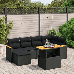 Maison Chic Ensemble Tables et chaises d'extérieur 7pcs avec coussins,Salon de jardin noir résine tressée -GKD461292