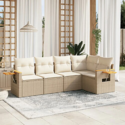 vidaXL Salon de jardin avec coussins 5 pcs beige résine tressée 