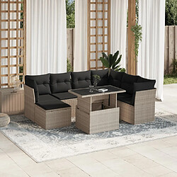 vidaXL Salon de jardin 8 pcs avec coussins gris clair résine tressée