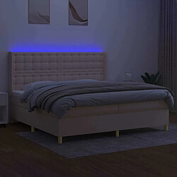 Avis Maison Chic Lit adulte- Lit + matelas + LED,Sommier à lattes de lit matelas et LED Crème 200x200 cm Tissu -GKD81772