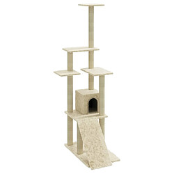 Arbre à chat avec griffoirs,niche pour chat en sisal Crème 155 cm -MN89301