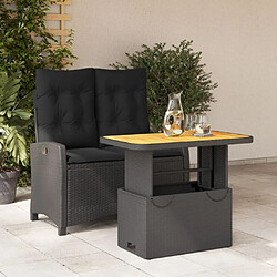 Maison Chic Ensemble à manger d'extérieur 2 pcs avec coussins,Salon de jardin,Mobilier de jardin noir résine tressée -GKD928805