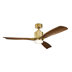 Elstead Lighting Ventilateur de plafond 132 cm avec lumière LED variable 3000 K, laiton naturel, télécommande 