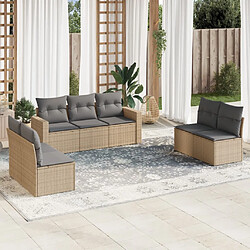 vidaXL Salon de jardin avec coussins 7 pcs beige résine tressée