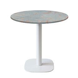 Restootab Table Ø70cm - modèle Round pied blanc gris rouille