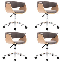 vidaXL Chaises pivotantes à manger lot de 4 taupe tissu