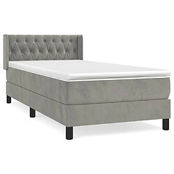 Maison Chic Lit Adulte - Lit simple Lit à sommier tapissier et matelas moelleux - Meuble de Chambre - Gris clair 100x200cm Velours -MN87703