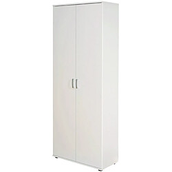 Pegane Armoire Blanc avec 5 étagères et 2 Portes, Dim : L70 x P34 x H189 cm