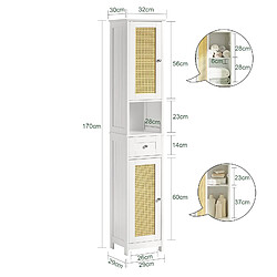 Avis SoBuy BZR70-W Meuble Colonne, Armoire Haute, Placard, Meuble de Salle de Bain sur Pieds - ploy rotin