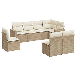 Maison Chic Salon de jardin avec coussins 8 pcs | Ensemble de Table et chaises | Mobilier d'Extérieur beige résine tressée -GKD12476