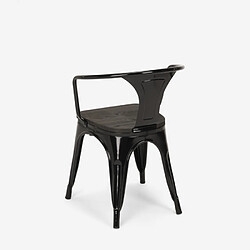 Acheter Ahd Amazing Home Design Chaises design industriel en bois et métal de style Tolix Cuisines de bar Steel Wood Arm, Couleur: Noir