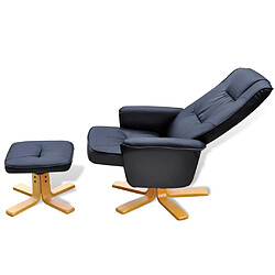 Avis vidaXL Fauteuil avec repose-pied Noir Similicuir