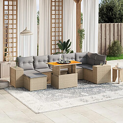 vidaXL Salon de jardin avec coussins 8 pcs beige résine tressée