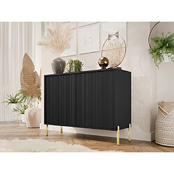 Bestmobilier Velloso - Buffet 2 portes - noir et pieds dorés - 104 cm Velloso - Buffet 2 portes - noir et pieds dorés - 104 cm - Noir / Doré