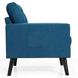 Avis Helloshop26 Fauteuil de salon 1 personne style scandinave canapé 1 place avec pieds bois d’hévéa pour chambre salon bureau bleu 20_0006727