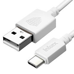 Câble USB Type C Charge et Synchronisation Connecteur Réversible 3m Inkax Blanc 