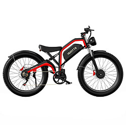 Vélo électrique DUOTTS N26, moteurs 750 W * 2, vitesse maximale de 55 km/h, pneus gonflables 26 * 4,0', batterie Samsung 48 V 20 Ah - Noir Vélo électrique DUOTTS N26, moteurs 750 W * 2, vitesse maximale de 55 km/h, pneus gonflables 26 * 4,0', batterie Samsung 48 V 20 Ah, autonomie de 120 à 150 km, Shimano 7 vitesses, charge maximale de 200 kg - Noir