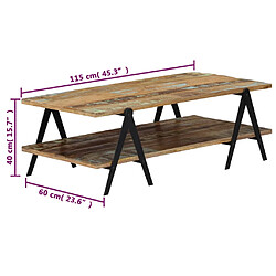 vidaXL Table basse 115x60x40 cm Bois de récupération massif pas cher