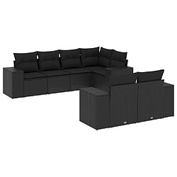 Maison Chic Ensemble Tables et chaises d'extérieur 7pcs avec coussins,Salon de jardin noir résine tressée -GKD993716